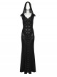 Black Punk Style Sacred Nun Sexy Translucent Mesh Yarn Hooded Visual Slim Fit Dress