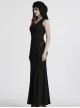 Black Punk Style Sacred Nun Sexy Translucent Mesh Yarn Hooded Visual Slim Fit Dress
