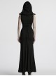 Black Punk Style Sacred Nun Sexy Translucent Mesh Yarn Hooded Visual Slim Fit Dress