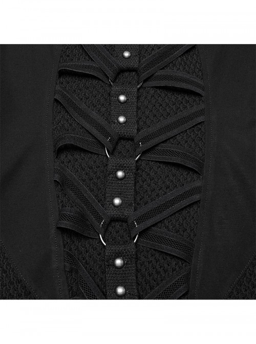 Black Punk Style Sacred Nun Sexy Translucent Mesh Yarn Hooded Visual Slim Fit Dress