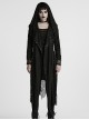 Gothic Style Tattered Knit Black Decadent Asymmetric Knitted Double Layers Hooded Coat