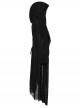 Gothic Style Tattered Knit Black Decadent Asymmetric Knitted Double Layers Hooded Coat