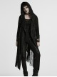 Gothic Style Tattered Knit Black Decadent Asymmetric Knitted Double Layers Hooded Coat