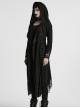 Gothic Style Tattered Knit Black Decadent Asymmetric Knitted Double Layers Hooded Coat
