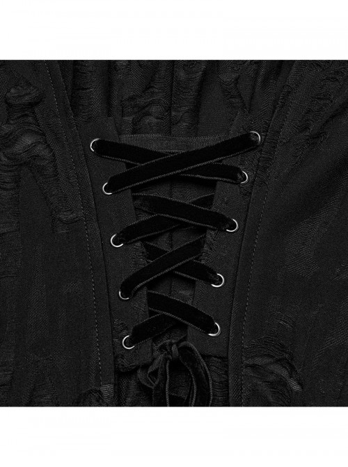 Gothic Style Tattered Knit Black Decadent Asymmetric Knitted Double Layers Hooded Coat