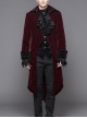 Men Glass Patterned Button Gothic Black Hand-Embroidered Fake Two Pieces Red Velvet Coats