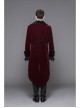 Men Glass Patterned Button Gothic Black Hand-Embroidered Fake Two Pieces Red Velvet Coats