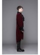 Men Glass Patterned Button Gothic Black Hand-Embroidered Fake Two Pieces Red Velvet Coats