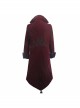 Men Glass Patterned Button Gothic Black Hand-Embroidered Fake Two Pieces Red Velvet Coats