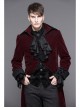 Men Glass Patterned Button Gothic Black Hand-Embroidered Fake Two Pieces Red Velvet Coats