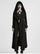 Punk Style Cool Elastic Knitted Denim Versatile Black Hooded Cut Washed Long Sleeves Jacket