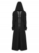 Punk Style Cool Elastic Knitted Denim Versatile Black Hooded Cut Washed Long Sleeves Jacket