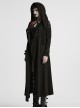 Punk Style Cool Elastic Knitted Denim Versatile Black Hooded Cut Washed Long Sleeves Jacket