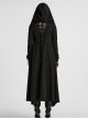 Punk Style Cool Elastic Knitted Denim Versatile Black Hooded Cut Washed Long Sleeves Jacket