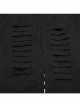 Punk Style Cool Elastic Knitted Denim Versatile Black Hooded Cut Washed Long Sleeves Jacket