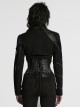 Black Twill Woven Handsome Sexy Unique Visual Focus Punk Style Ultra Short Motorcycle Jacket
