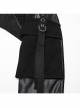Black Twill Woven Handsome Sexy Unique Visual Focus Punk Style Ultra Short Motorcycle Jacket