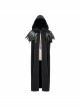 Gothic Detachable Feather 3d Ribbons Decorated Woollen Hooded Black Big Cape