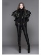 Gothic Detachable Feather 3d Ribbons Decorated Woollen Hooded Black Big Cape