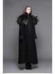 Gothic Detachable Feather 3d Ribbons Decorated Woollen Hooded Black Big Cape