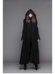 Gothic Detachable Feather 3d Ribbons Decorated Woollen Hooded Black Big Cape