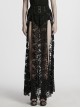 Gothic Style Black Sexy Exquisite Heavy Industry Flower Pattern Lace Split Long Skirt