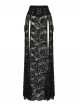Gothic Style Black Sexy Exquisite Heavy Industry Flower Pattern Lace Split Long Skirt
