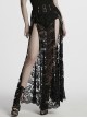 Gothic Style Black Sexy Exquisite Heavy Industry Flower Pattern Lace Split Long Skirt