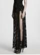 Gothic Style Black Sexy Exquisite Heavy Industry Flower Pattern Lace Split Long Skirt