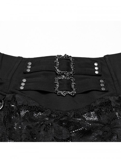 Gothic Style Black Sexy Exquisite Heavy Industry Flower Pattern Lace Split Long Skirt