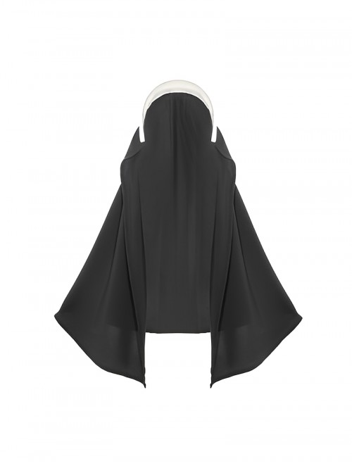 Nun Of The Dark Moon High Waist Exposed Hip Hidden Button Open Crotch Bodysuit Sexy Lingerie Set