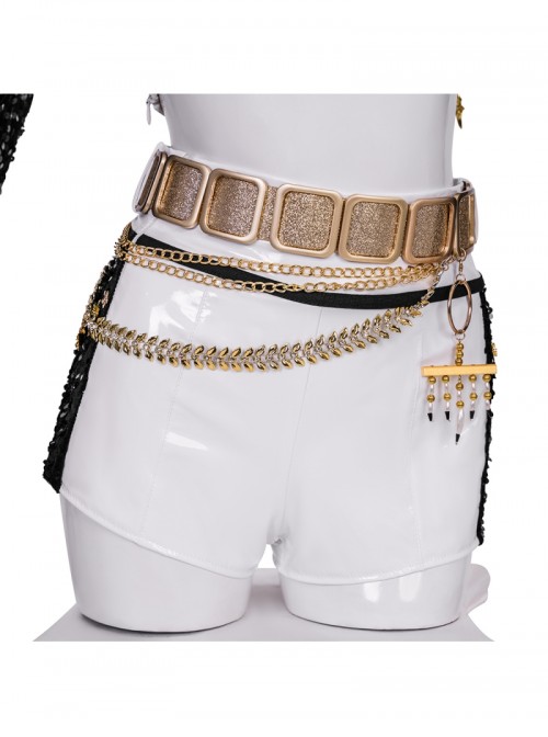 KPop Demon Hunters Rumi Black White Stage Halloween Cosplay Costume Set Without Shoes