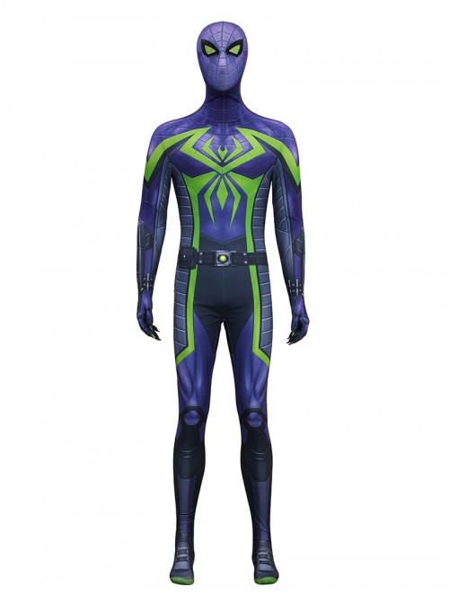 Game Marvels Spider Man 2 Spider Man Miles Morales Purple Reign Bodysuit Halloween Cosplay Costume Set