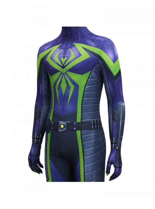 Game Marvels Spider Man 2 Spider Man Miles Morales Purple Reign Bodysuit Halloween Cosplay Costume Set