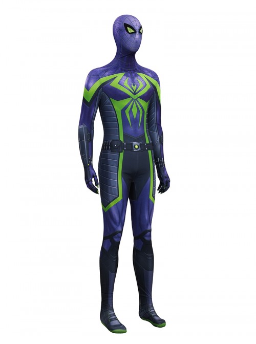 Game Marvels Spider Man 2 Spider Man Miles Morales Purple Reign Bodysuit Halloween Cosplay Costume Set