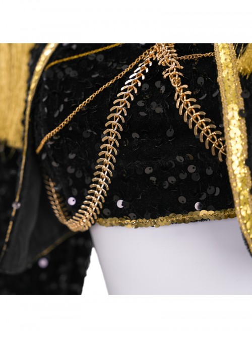 Animated Movie KPop Demon Hunters Mira Golden Black Performance Outfit Halloween Cosplay Costume Set Without Shoes
