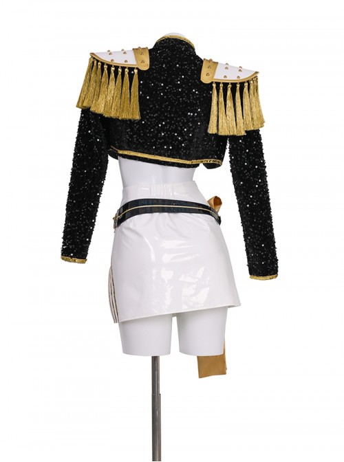 Animated Movie KPop Demon Hunters Mira Golden Black Performance Outfit Halloween Cosplay Costume Set Without Shoes