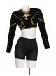 Animated Movie KPop Demon Hunters Zoey Golden Black Performance Outfit Halloween Cosplay Costume Set Without Shoes