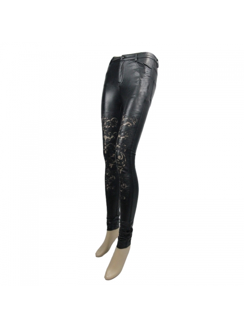 Black Lace Hollow Punk Tight Pants