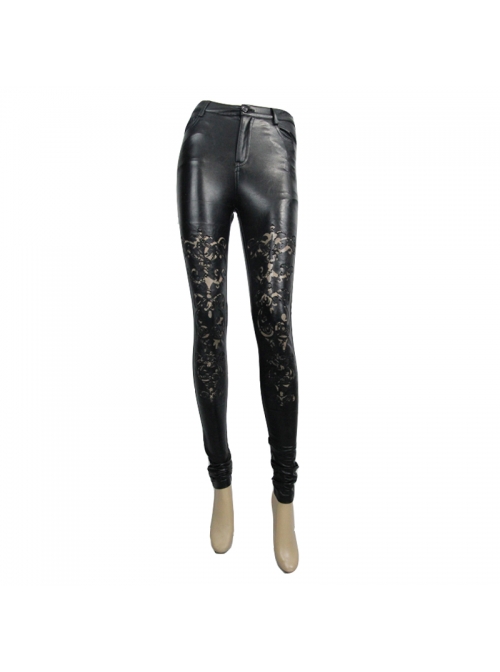Black Lace Hollow Punk Tight Pants