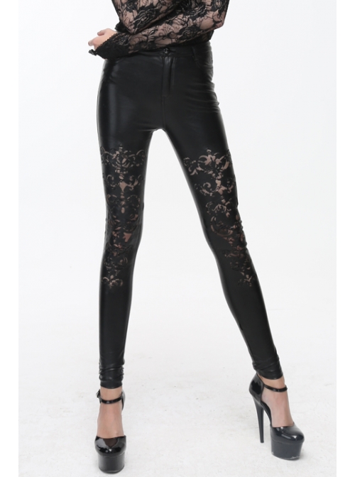 Black Lace Hollow Punk Tight Pants