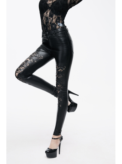 Black Lace Hollow Punk Tight Pants