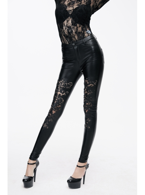 Black Lace Hollow Punk Tight Pants