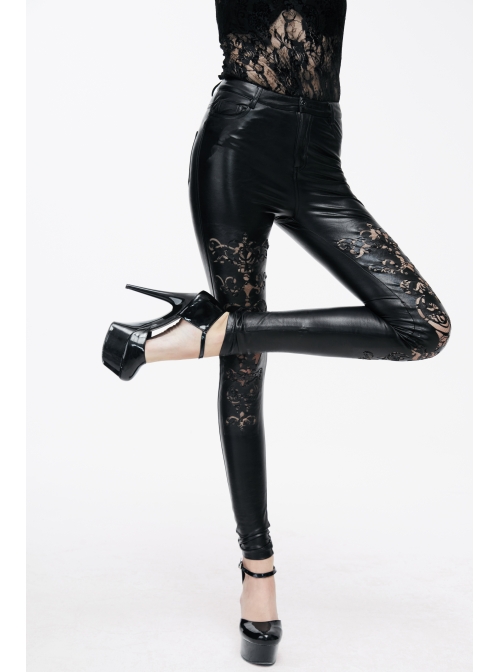 Black Lace Hollow Punk Tight Pants