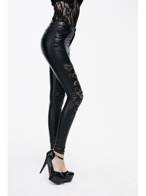 Black Lace Hollow Punk Tight Pants
