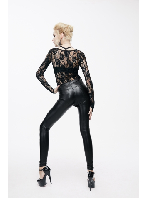 Black Lace Hollow Punk Tight Pants