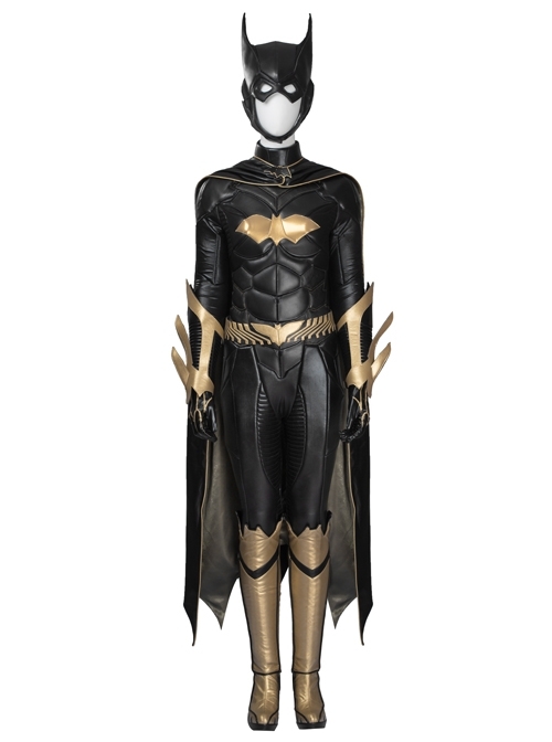 Game Batman Arkham Knight Batgirl Halloween Cosplay Black-golden Costume Full Set