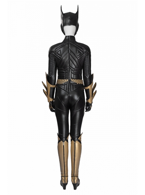Game Batman Arkham Knight Batgirl Halloween Cosplay Black-golden Costume Full Set