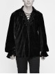 Chest Lace Lace-Up Flower Spikes Lantern Long Sleeve Pleated Velvet Black Gothic Shirt