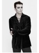 Chest Lace Lace-Up Flower Spikes Lantern Long Sleeve Pleated Velvet Black Gothic Shirt
